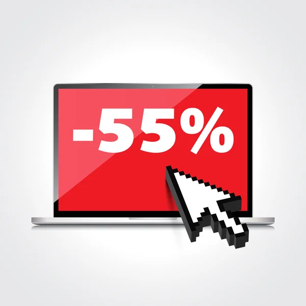 Sale, markdown, discount 55 percent on High-quality laptop scree — Stock Vector