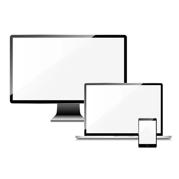 Az üres képernyő beállítása, elszigetelt fehér background — Stock Vector