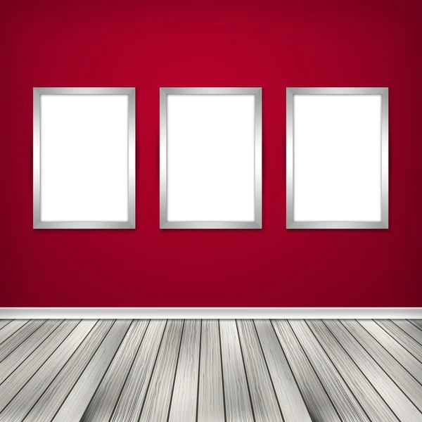 Tres marcos vacíos en una pared —  Fotos de Stock
