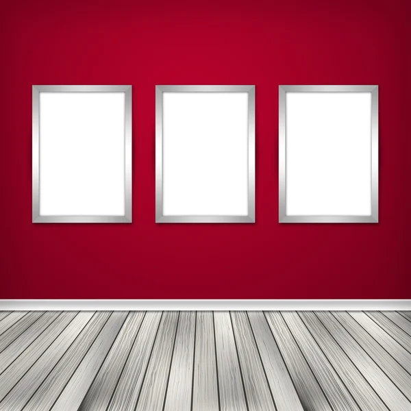 Three empty frames on a wall — Stock Photo, Image