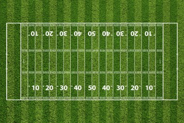 Amerikan futbol sahası hash işaretleri ve yard. te çimen