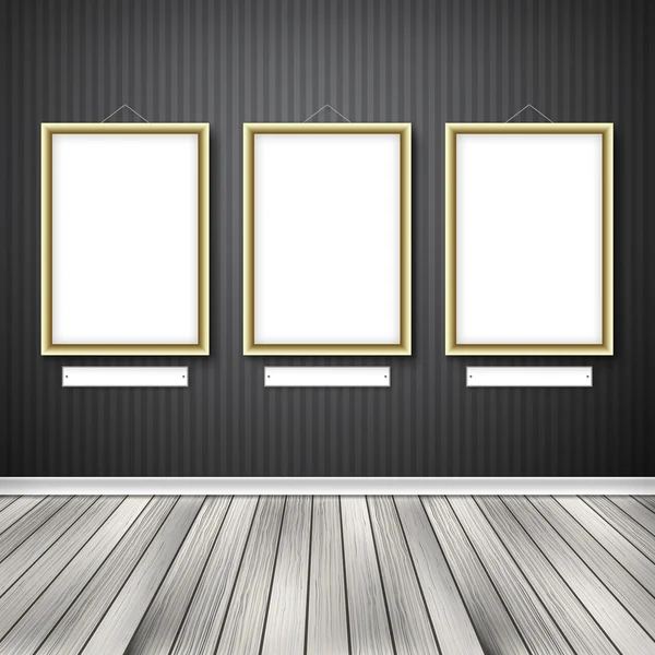 Three empty frames on a wall — Stock Photo, Image