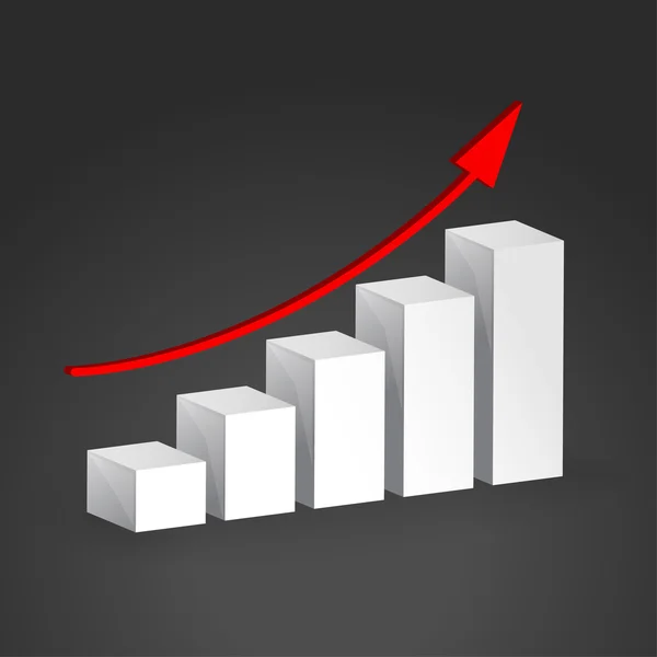 Gráfico de barras de crecimiento 3D. Concepto de negocio vectorial . — Vector de stock