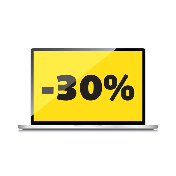 Sale, markdown, discount 30 percent on High-quality laptop scree — Stock Vector