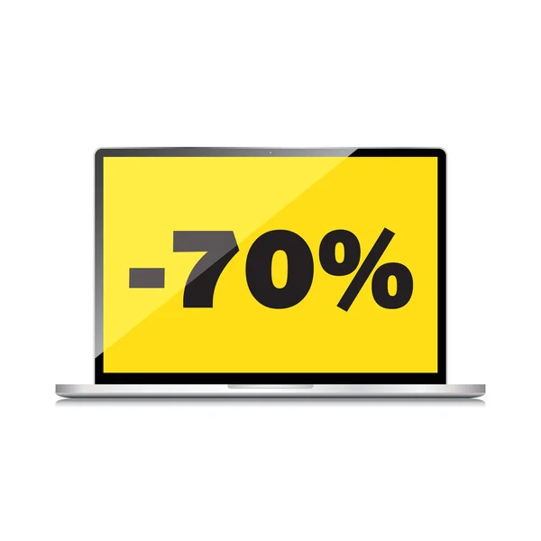 Sprzedaży, promocji cenowych, 70 procent zniżki na wysokiej jakości laptopa piargi — Wektor stockowy