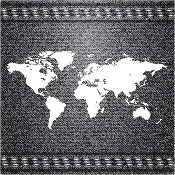 ジーンズのバック グラウンド テクスチャの世界地図。ベクトル. — ストックベクタ
