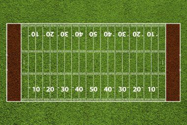 Amerikan futbol sahası hash işaretleri ve yard. te çimen