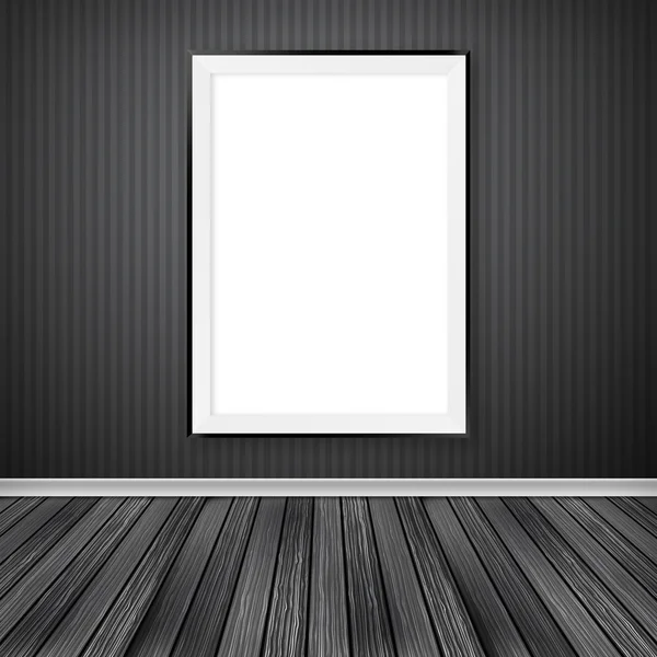 Galerieinnenraum mit einem leeren Rahmen an der Wand. — Stockfoto