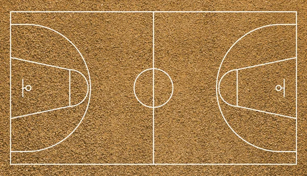 Realistische Hof basketbalveld getextureerde bovenaanzicht — Stockfoto