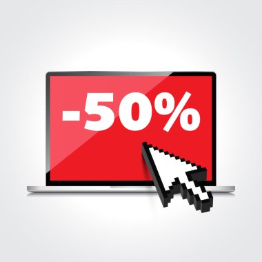 Sale, markdown, discount 50 percent on High-quality laptop scree clipart