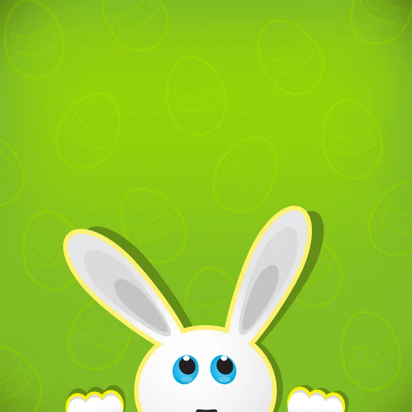Easter bunny look up in blank space. Easter background.