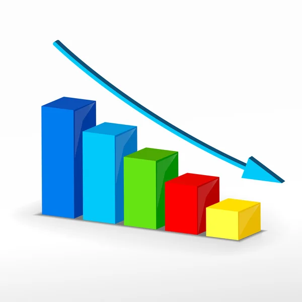 Gráfico de declive del negocio 3D. Concepto de negocio vectorial — Vector de stock