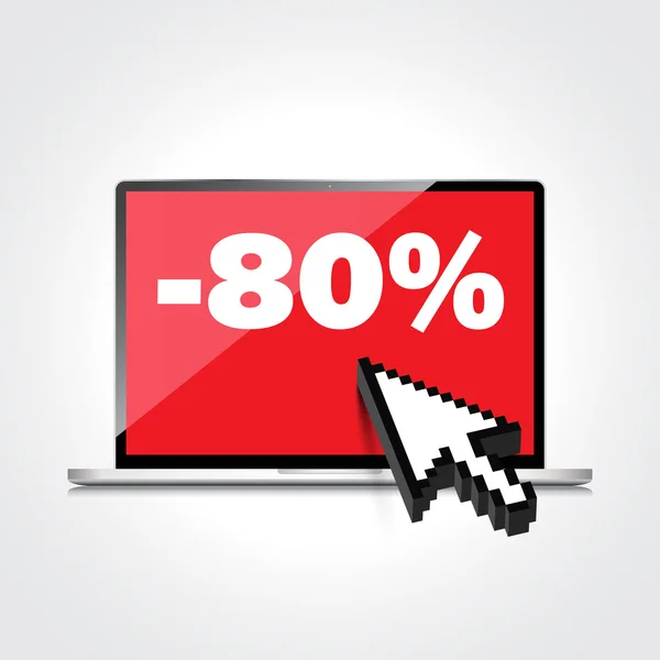 Venda, marcação, desconto de 80 por cento em alta qualidade laptop scree — Vetor de Stock