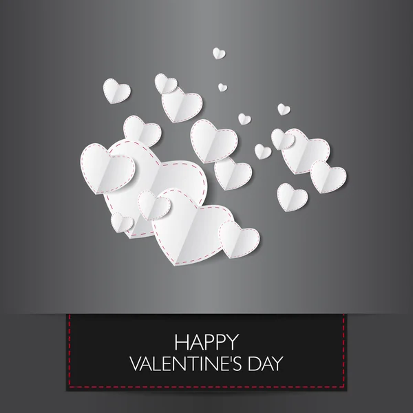 Love card Happy Valentines Day concept. Heart shape with shadow. — Stock Vector