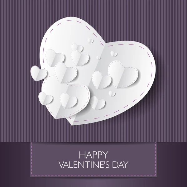 Carte d'amour Happy Valentines Day concept. Forme de coeur avec ombre . — Image vectorielle