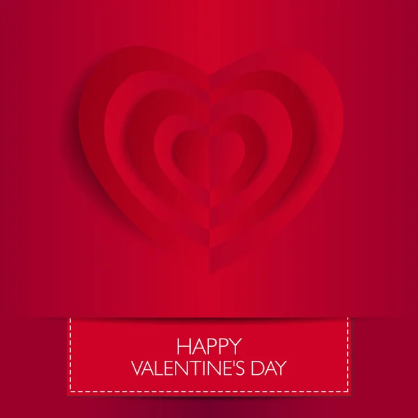 Carte d'amour Happy Valentines Day concept. Forme de coeur avec ombre . — Image vectorielle