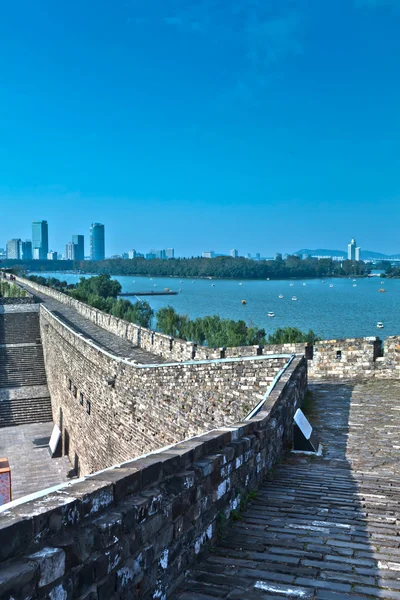 Oude stadsmuur in nanjing Rechtenvrije Stockafbeeldingen