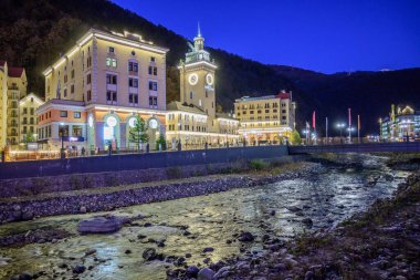 04 January 2021, Sochi, Russia. View on resort Krasnaya Polyana