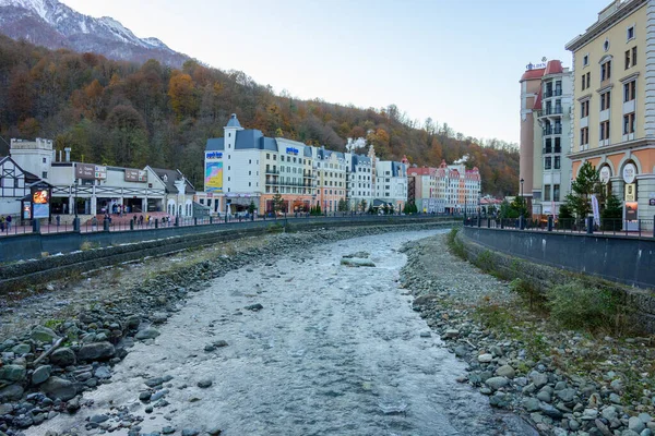 04 January 2021, Sochi, Russia. View on resort Krasnaya Polyana — Stock Photo, Image