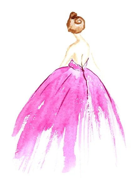 Menina de moda aquarela —  Vetores de Stock