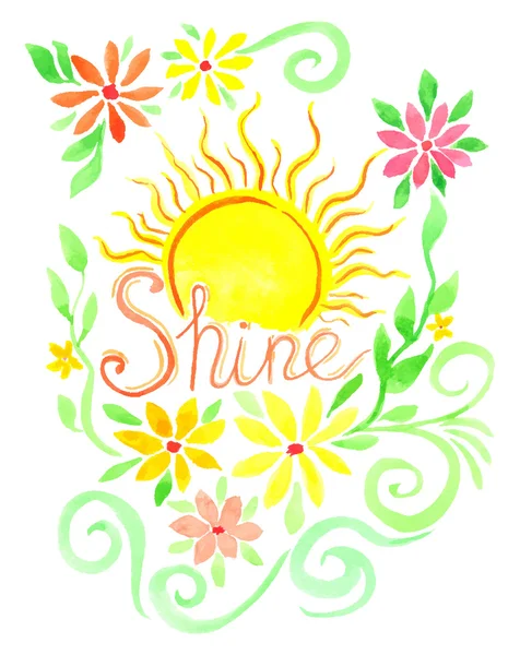 Word shine. Watercolor. Vector. — Stock Vector