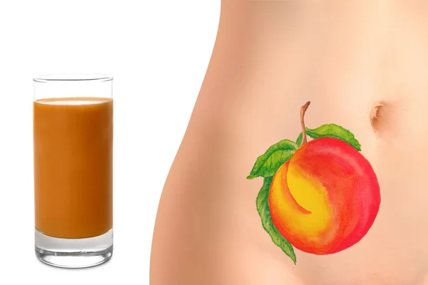 Concept of peach juice advertising — Stock Photo, Image
