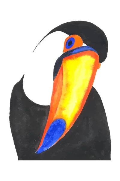 Pták Tukan. Akvarel, vektor. — Stockový vektor