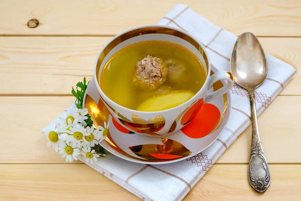 Delicious meat ball soup home cooking — Stock Photo, Image