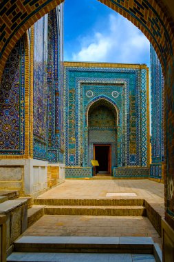 Şah-ı-Zinda memorial kompleksi, Semerkand, Özbekistan Necropolis'e. UNESCO Dünya Mirası