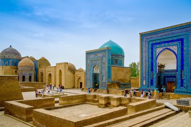 Şah-ı-Zinda memorial kompleksi, Semerkand, Özbekistan Necropolis'e. UNESCO Dünya Mirası