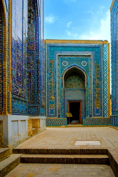 Şah-ı-Zinda memorial kompleksi, Semerkand, Özbekistan Necropolis'e. UNESCO Dünya Mirası — Stok fotoğraf