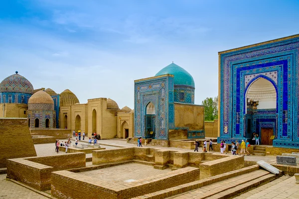 Şah-ı-Zinda memorial kompleksi, Semerkand, Özbekistan Necropolis'e. UNESCO Dünya Mirası — Stok fotoğraf