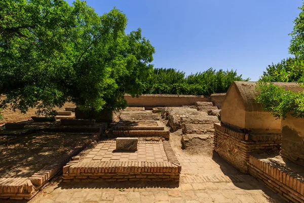 Sírkövek muszlim memorial komplex, temető Chor-Bakr Bukhara, Üzbegisztán. — Stock Fotó