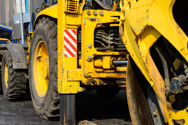 Asphalt road roller at pavement works