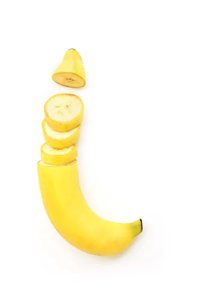 Geschnittene Banane Auf Weißem Hintergrund — Stockfoto