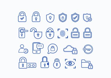 22 Dijital Güvenlik ve Gizlilik Satırı Simgesi Koleksiyonu