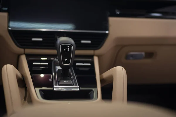 Automatic Transmission Modern Luxury Sport Car Interior Detail — Stock Photo, Image