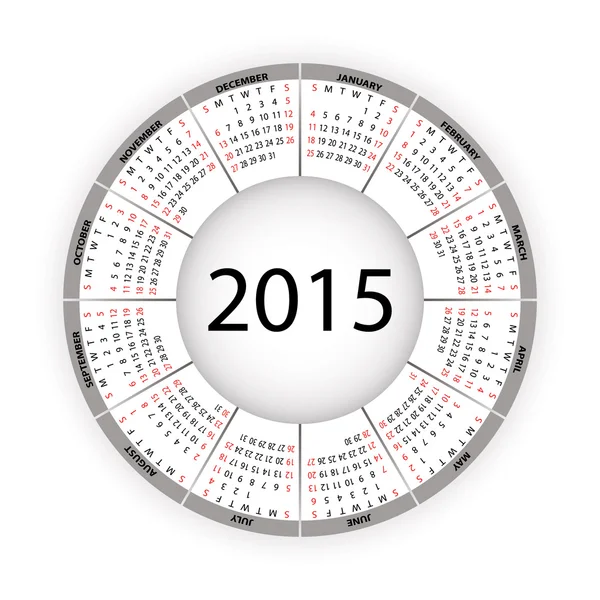 Round calendar for 2015 year. — Stock Vector