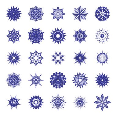 Soyut dekoratif kar taneleri kümesi.