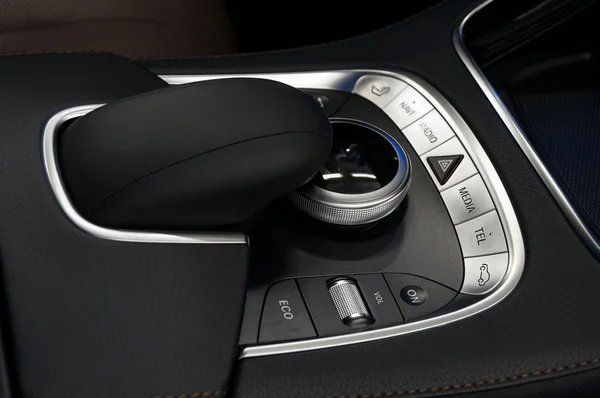 Bilen instrumentpanel knappar. Interiör bakgrund. — Stockfoto