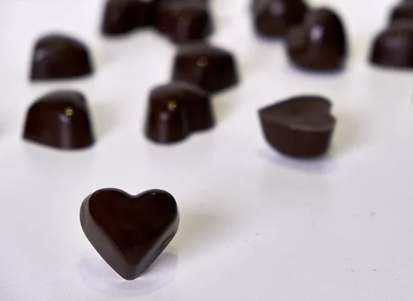 Semi Sweet Chocolate Milk Chocolate Chocolates Filled Coconut Milk Shaped — Stock Photo, Image