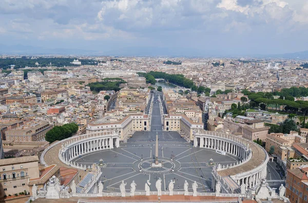 an aerial panoramic and high definition view of St peter square and the vatican city from the saint peter s church dome