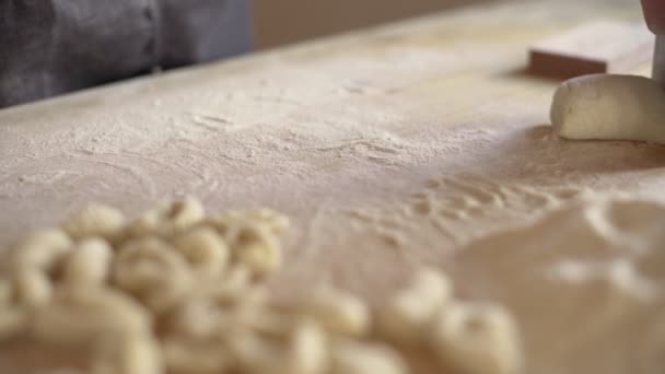 Στενή Διαδικασία Σπιτικής Χορτοφαγικής Παράδοσης Ιταλικά Ζυμαρικά Gnocchi Πατάτας Έμπειρος — Αρχείο Βίντεο