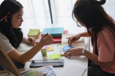İki Asyalı kız öğrenci bir evde birlikte okuyorlar..