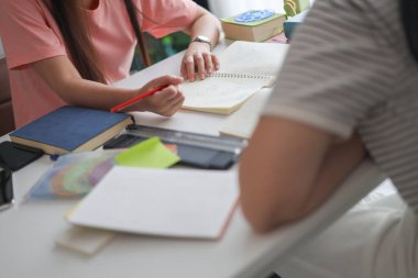 Ev ödevlerini birlikte yapan kız öğrenciler..