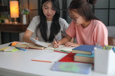 İki Asyalı kız öğrenci bir evde birlikte okuyorlar..