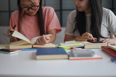 İki Asyalı kız öğrenci bir evde birlikte okuyorlar..