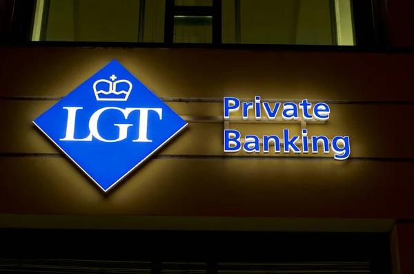 Lugano Ticino Switzerland 14Th October 2020 Illuminated Lgt Private Bank — Stock Photo, Image