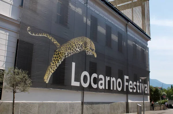 Locarno Ticino Švýcarsko Července 2021 Nápis Locarno Film Festival Visí Royalty Free Stock Fotografie
