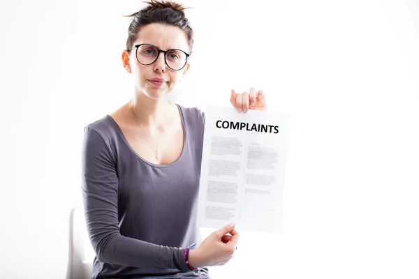 Csalódott nő panaszok küldése — Stock Fotó
